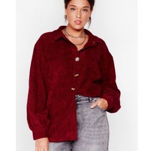 Nasty Gal Red Corduroy Oversized Shirt